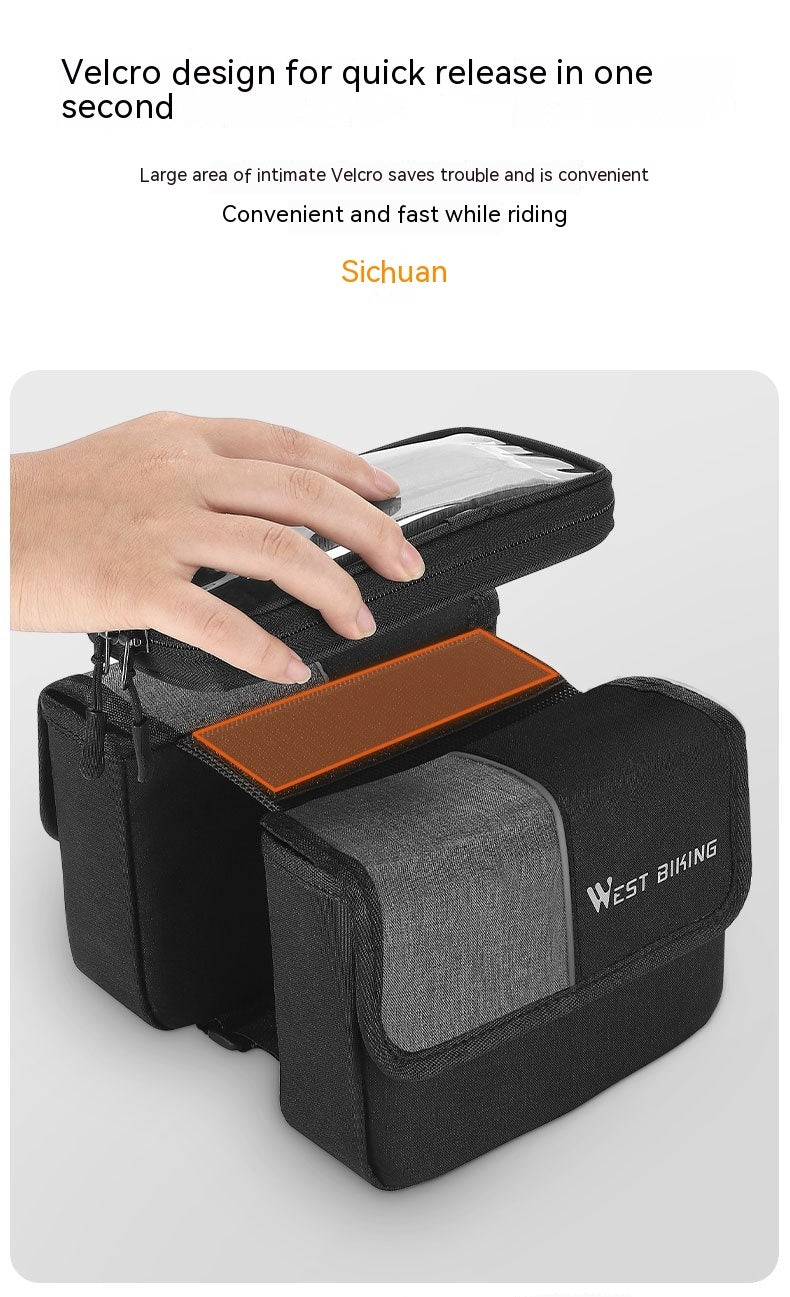 Bilateral Tube Touch Screen Saddle Bag