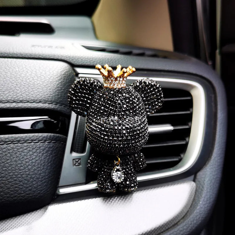 Elegant Crown Diamond Bear Car Air Freshener with Lasting Aromatherapy and Light Fragrance for Interior Conditioning