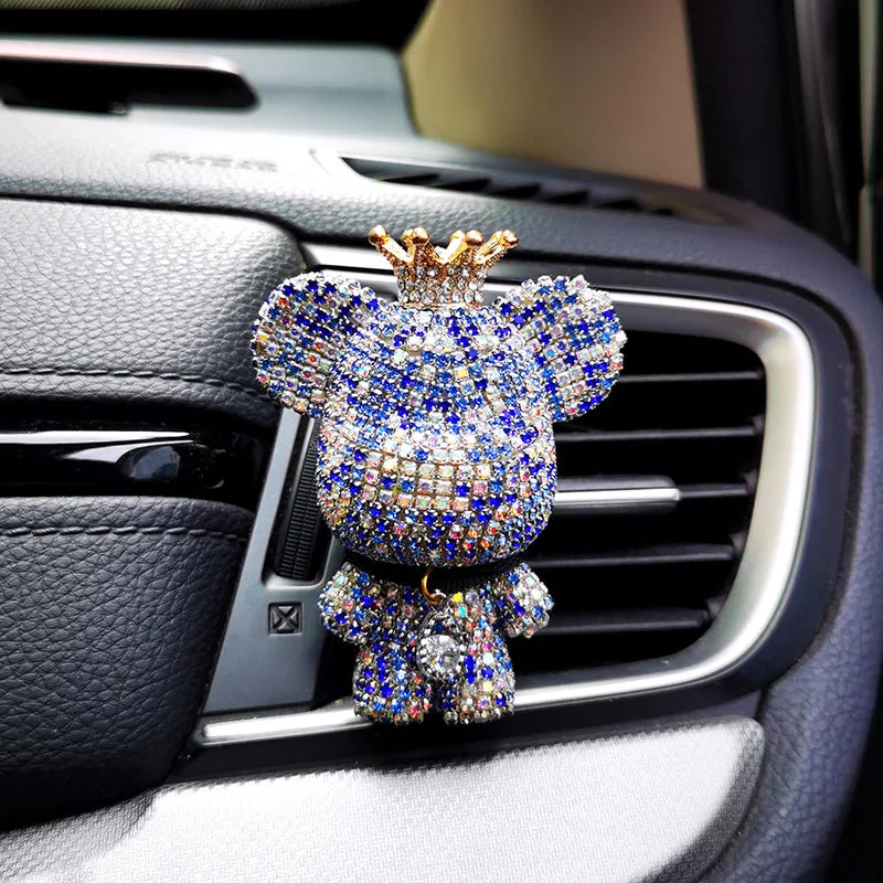 Elegant Crown Diamond Bear Car Air Freshener with Lasting Aromatherapy and Light Fragrance for Interior Conditioning